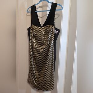 Robbie Bee's Black and Gold Mini Dress. Size 14W